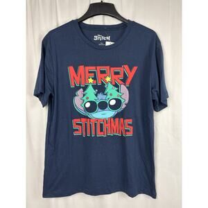 NWT Disney Lilo & Stitch Merry Stitchmas Short Sleeve Crewneck T-Shirt Large